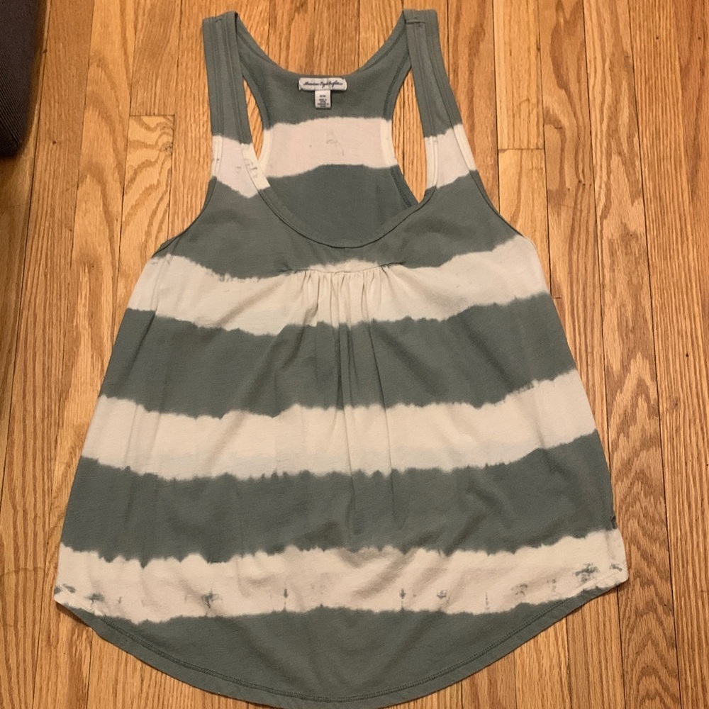 American Eagle Outfitters Racerback Tank Top in Green and White